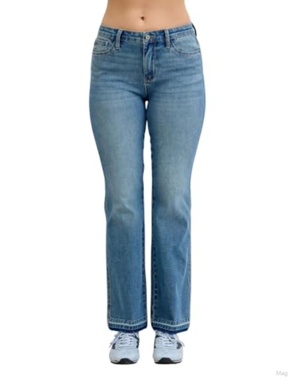 Mid Rise Slim Bootcut Tummy Control Released Hem Jeans